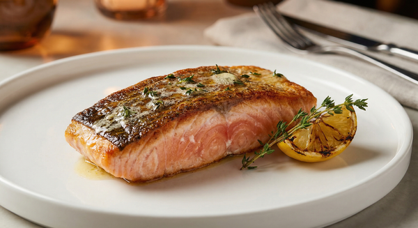 Perfectly seared Ora King Salmon with crispy golden crust