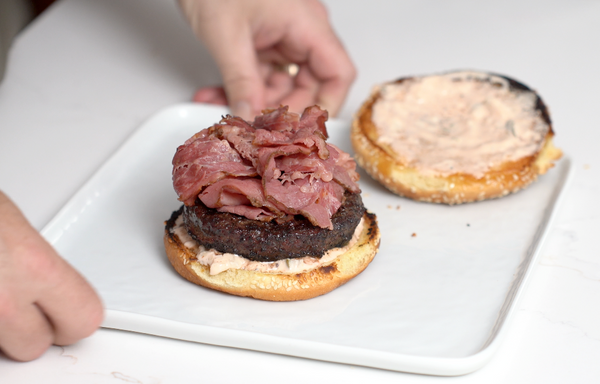 wagyu pastrami on top of wagyu burger