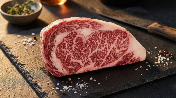 A5 wagyu ribeye showing extraordinary BMS 10 marbling