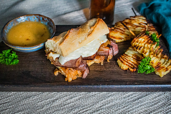 Wagyu Steak Beef Dip Recipe with Accordion Potatoes