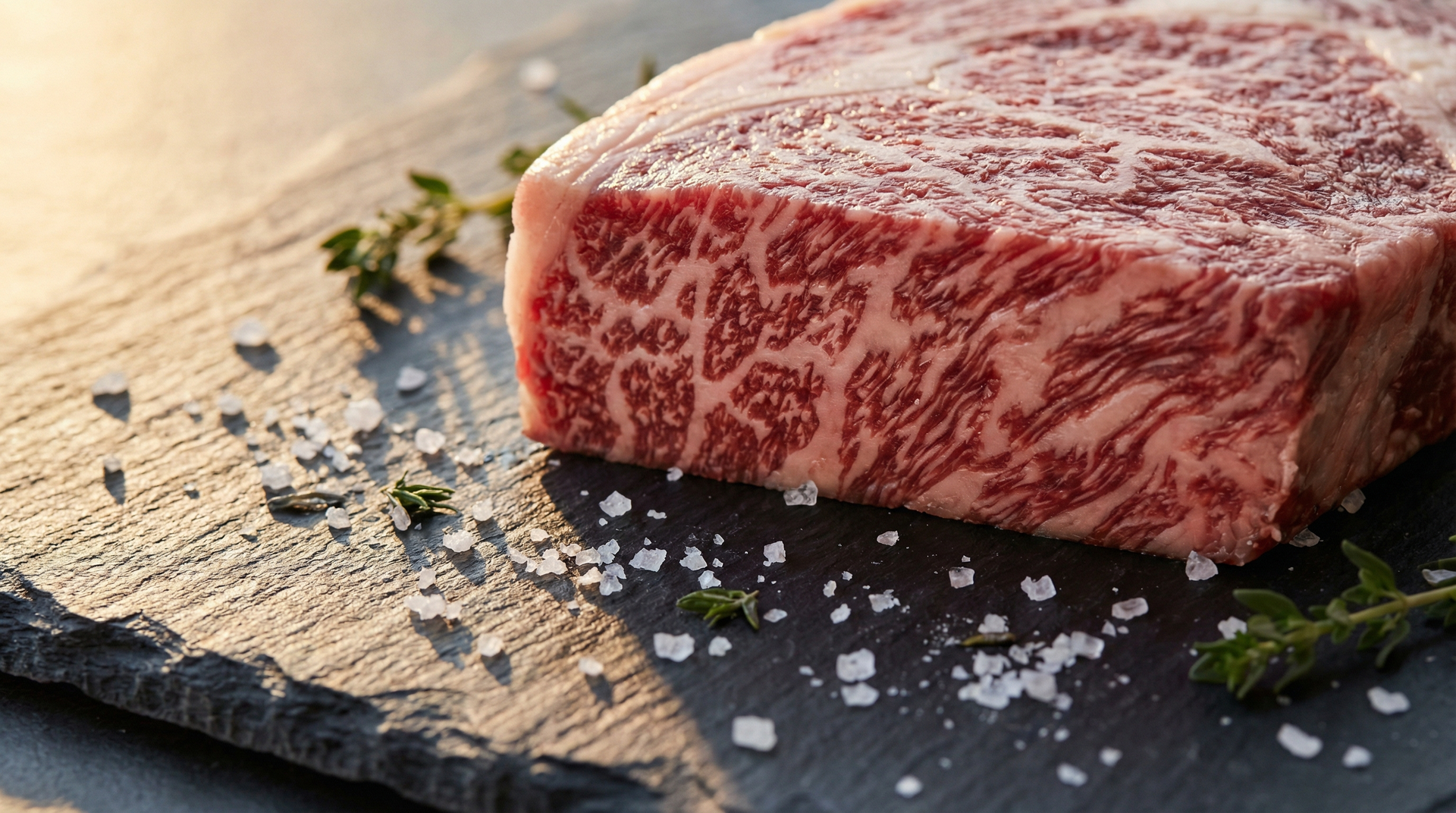 Premium A5 wagyu ribeye cross-section showing extraordinary BMS 12 marbling with intricate fat webbing