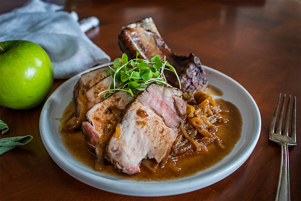 Premium Pork | Heritage Berkshire Kurobuta | Bone In Double Chop | 3lbs Avg - The Meatery