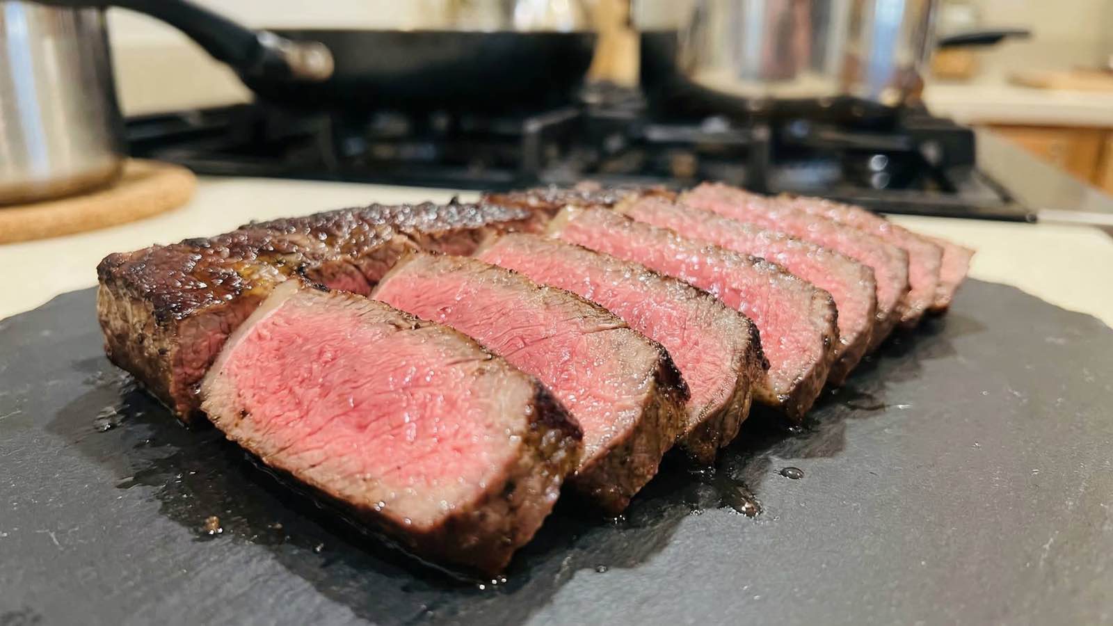 Cooked Australian Wagyu Flat Iron - closeup