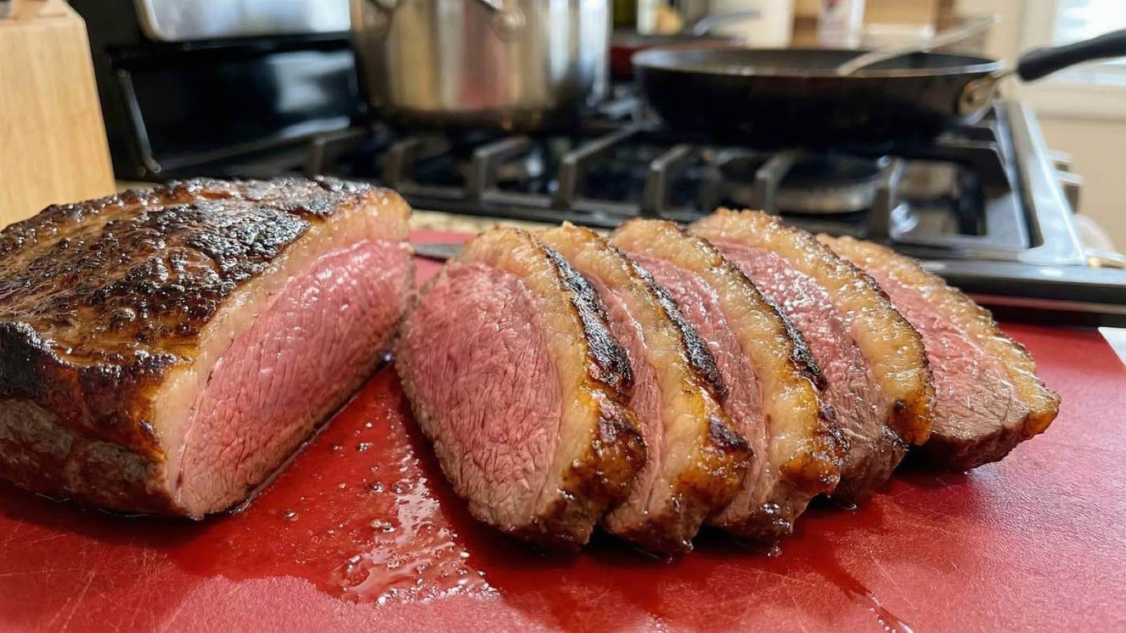 Cooked Australian Wagyu Picanha Slice - crosssection