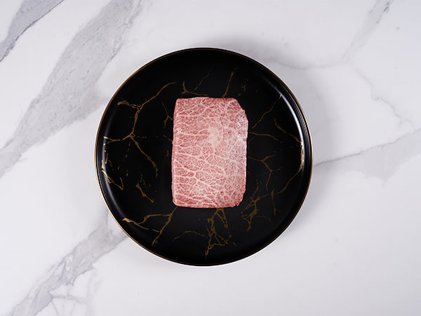 Australian Wagyu Flat Iron Fullblood Stone Axe MS 9+ 8oz top view solo- Halal Wagyu Flat Iron