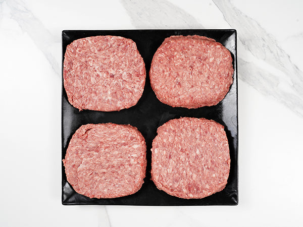 Australian Wagyu hamburger patties 16 or 32 oz top view - Halal Wagyu Burger Patties