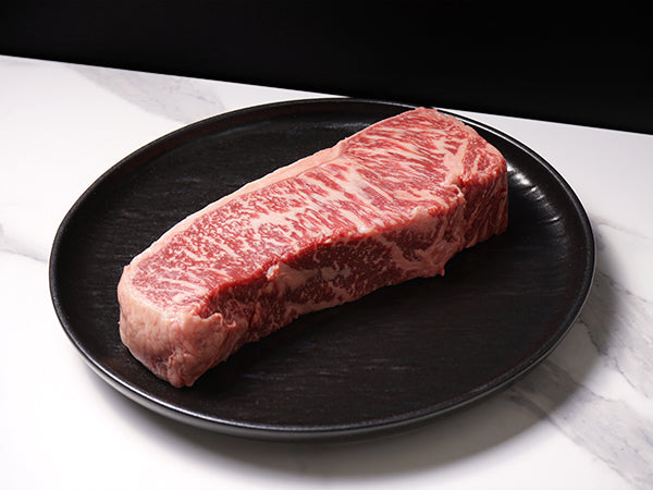 Australian Wagyu New York Strip MS 12 - 13-14oz or 20oz side view - Halal Wagyu New York Strip