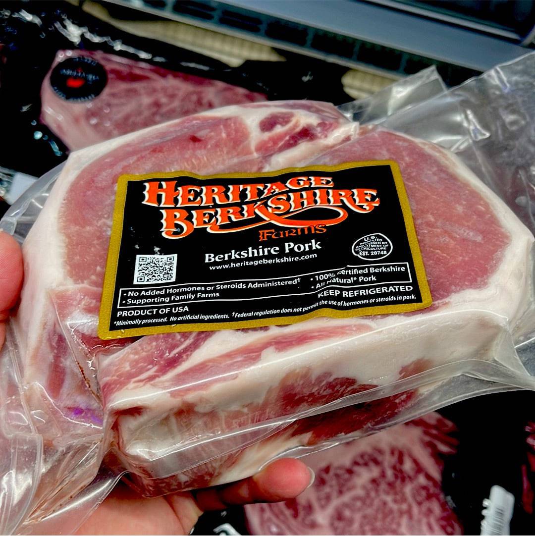 Premium Pork | Heritage Berkshire Kurobuta | Bone In Double Chop | 3lbs Avg - The Meatery